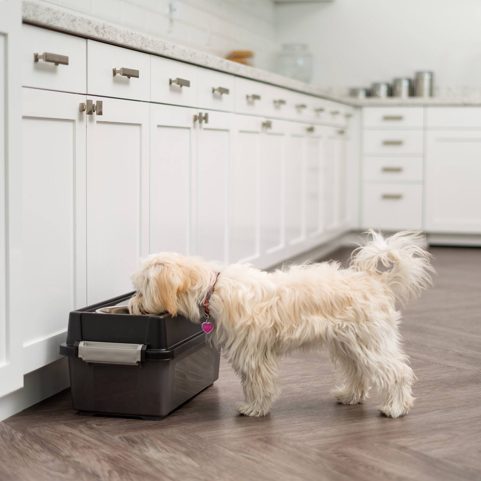 Alt View 2. IRIS USA - IRIS USA Elevated Dog Food Bowl with Airtight Pet Food Storage Container - Black.