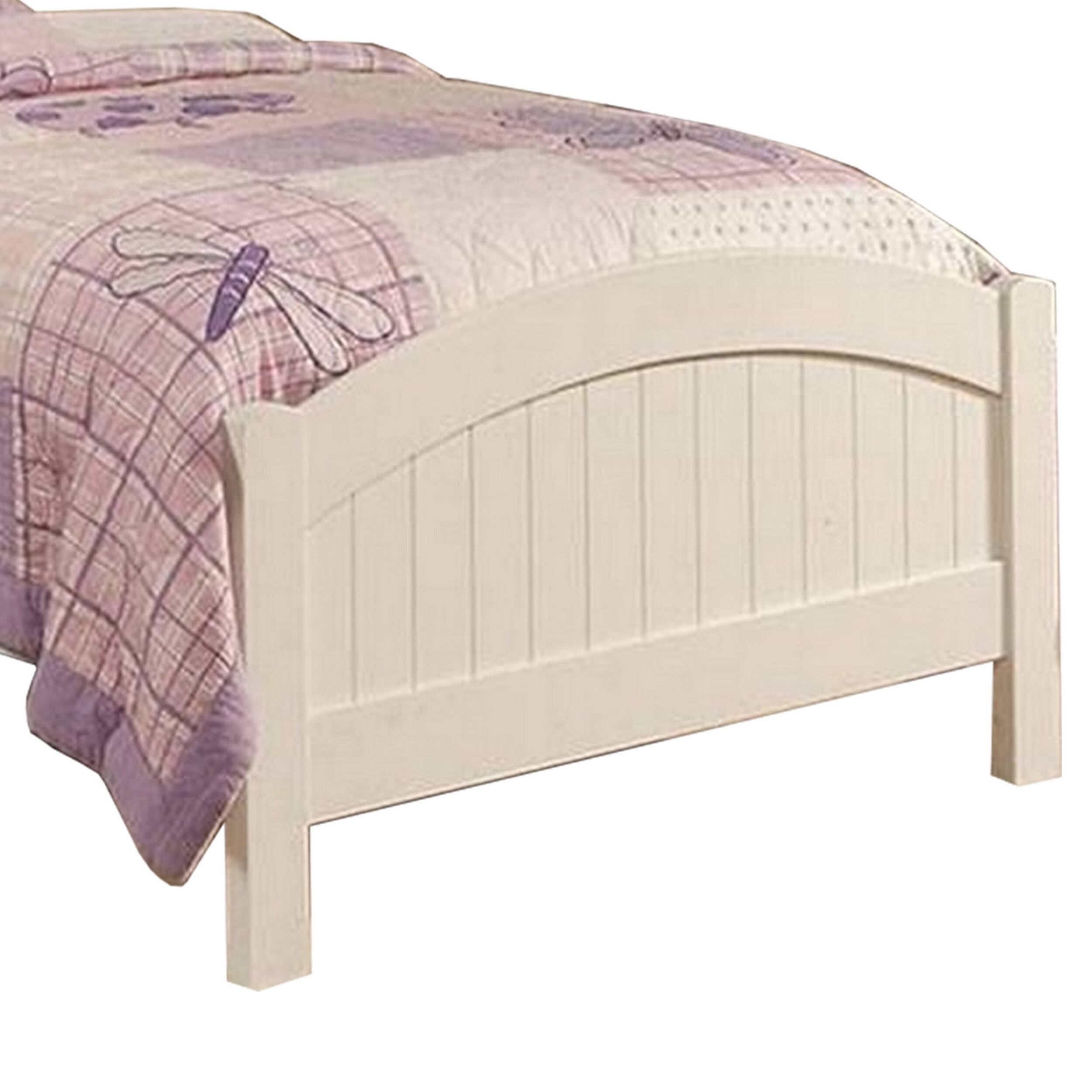 Alt View 2. Manhattan Lane - Shov Twin Size Bed, Arched Headboard, Classic White Wood Construction - White.
