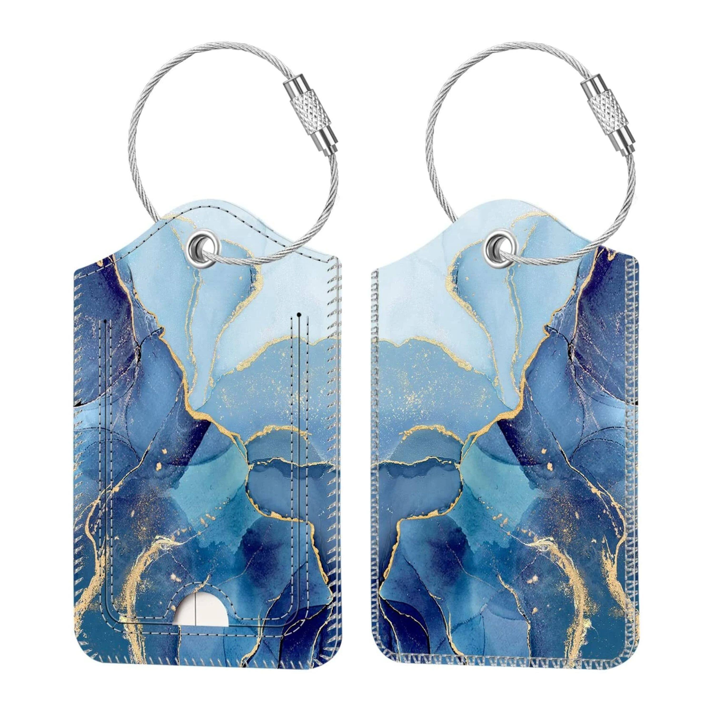 Kitcheniva - Luggage Tags For Travel Bag Suitcase With Loop & Privacy Cover ID Label Pack Of 2 - Ocean Marble price history on PriceWatchPro