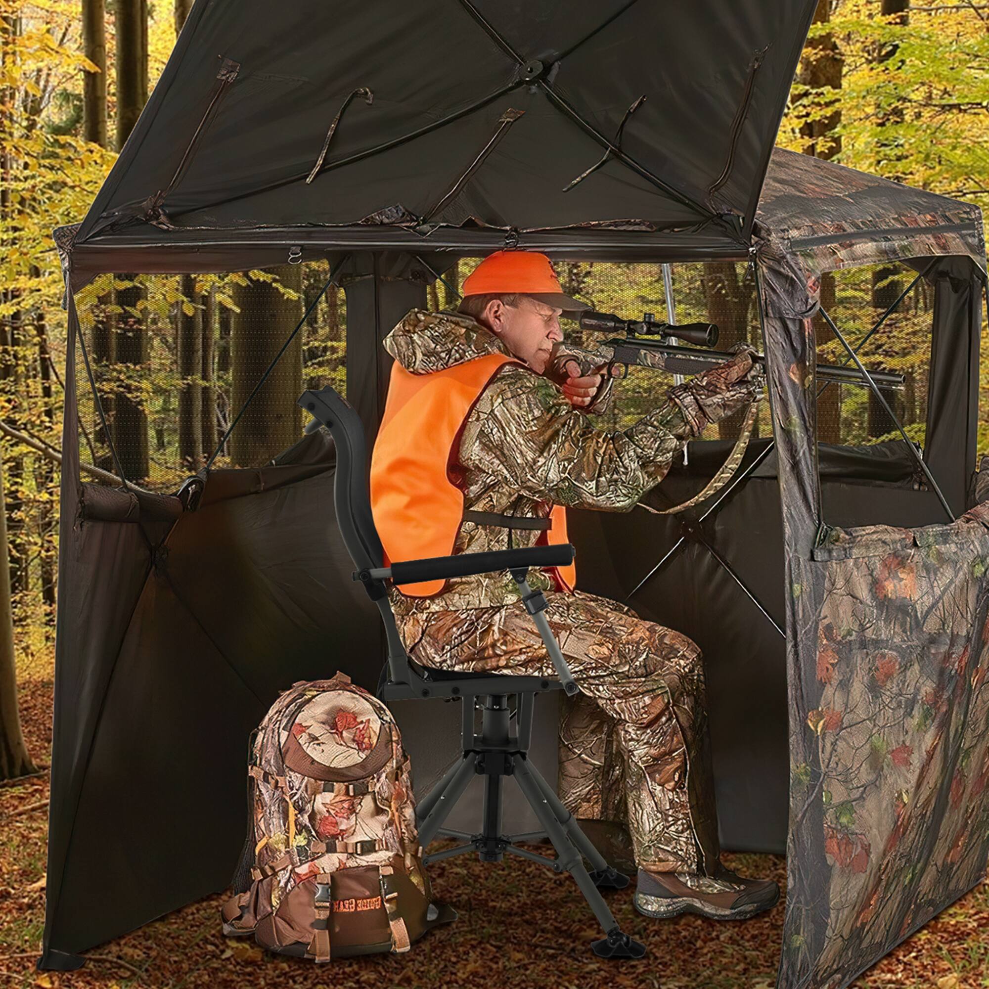 Alt View 3. Costway - Costway 360 Degree Silent Swivel Hunting Chair w/ All-terrain Feet Pads Support 400 LBS - Black.