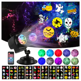 HAKUTA - Halloween Christmas Projector Lights with 10 HD Slides and Remote Control - Black