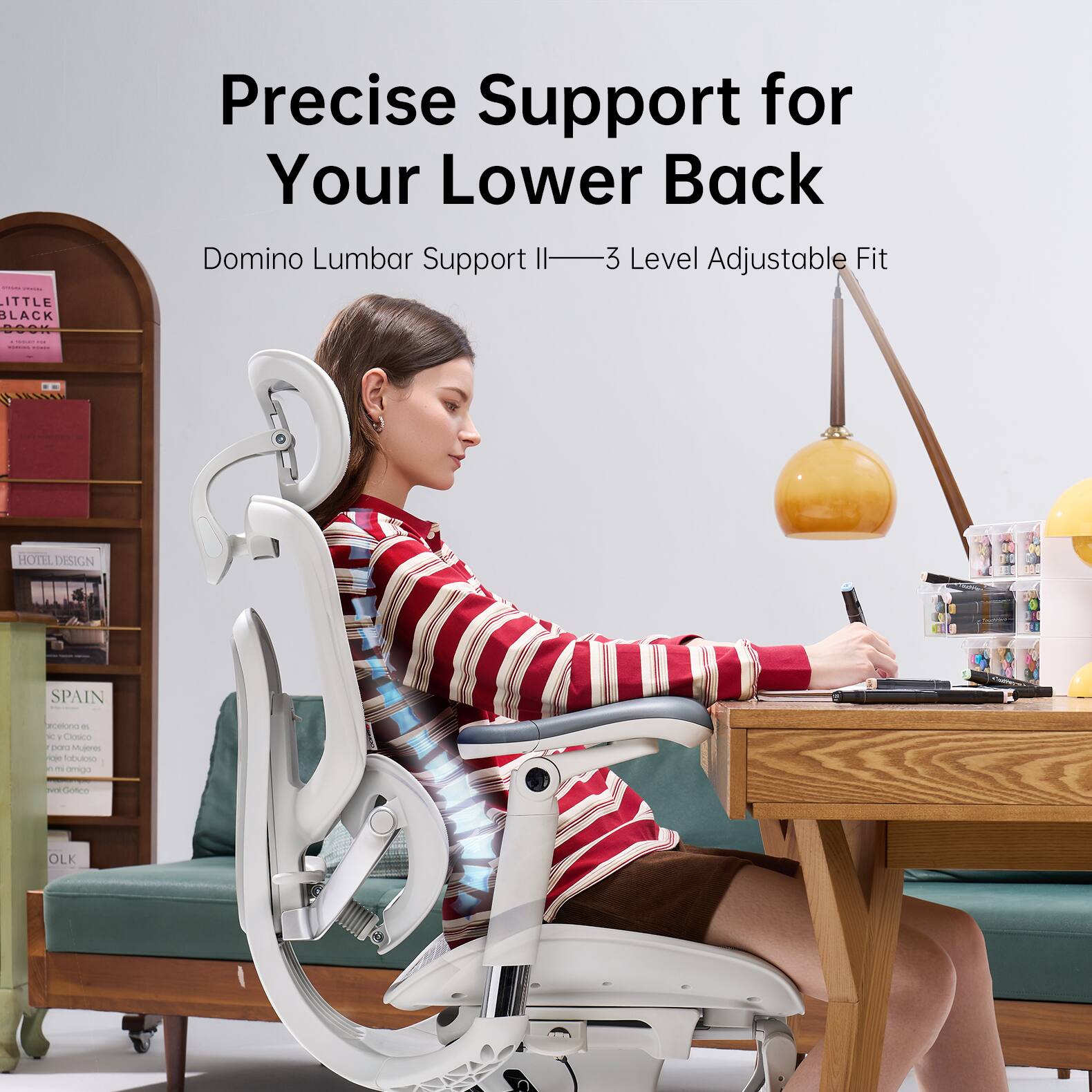 Precise Support for Your Lower Back  
Domino Lumbar Support II | 3 Level Adjustable Fit