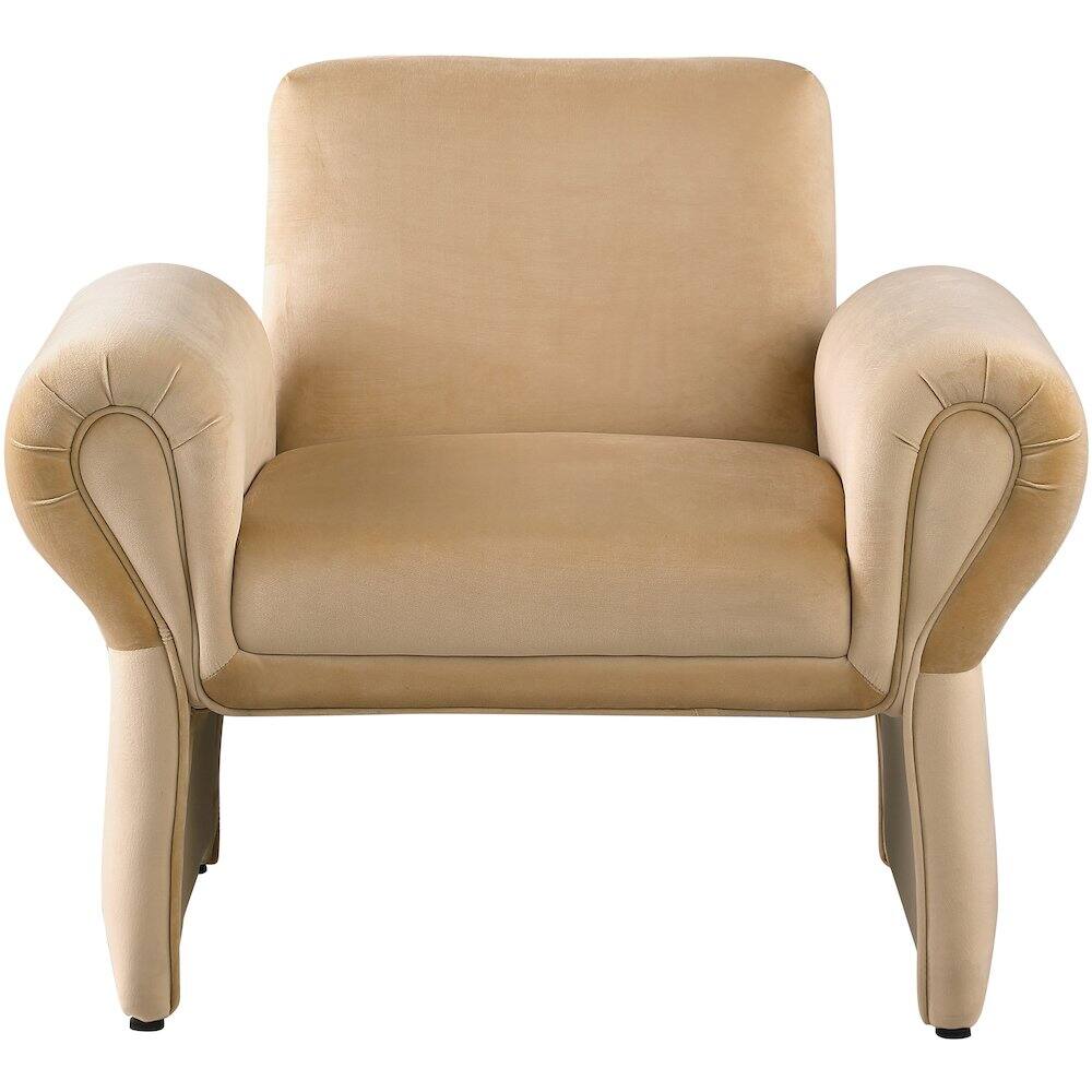 Alt View 2. Meridian Furniture - Fleurette Camel Velvet Accent Chair - Beige.