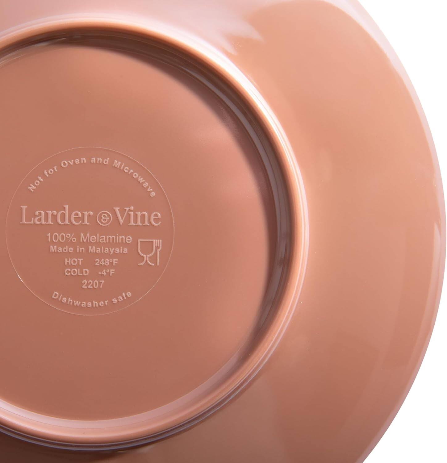 Not for Oven and Microwave

Larder & Vine

100% Melamine
Made in Malaysia

HOT 248°F
COLD -4°F
2207

Dishwasher safe