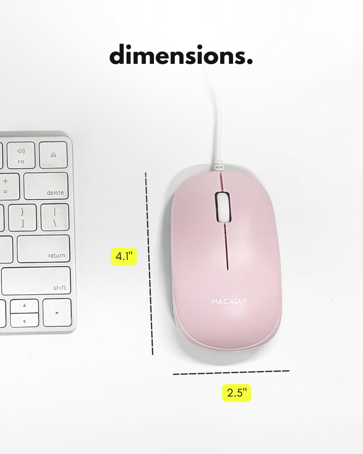 dimensions.  
F12 5 E delete } ] I / return 4.1" shift a MACALLY P T 2.5"