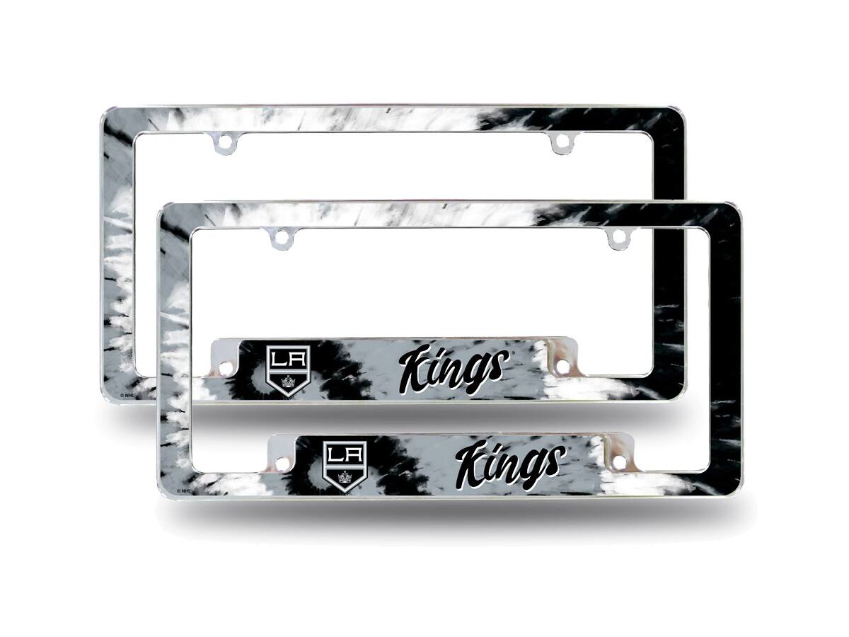 Los Angeles Kings Chrome Metal (Set of 2) License Plate Frames with Bold Tie Dye Design