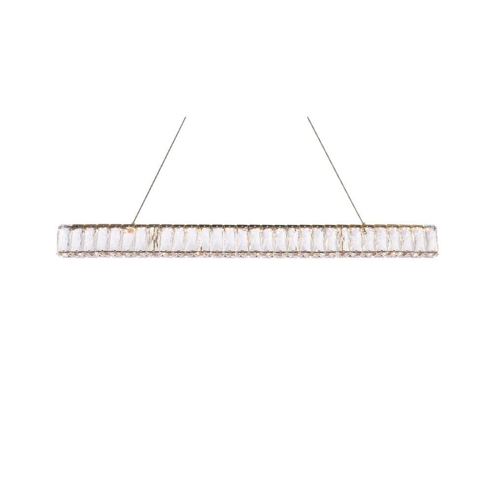 Angle. Elegant Lighting - Monroe 38 inch LED linear pendant in gold - Gold.