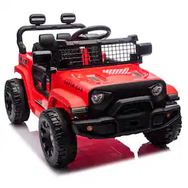 BreeBe - 24V Kids Ride On Car with Parent Control, 2WD, 4-Wheel Suspension, LED Lights, Bluetooth, Speed 1.86-3.11 MPH, Age 3+ - Red