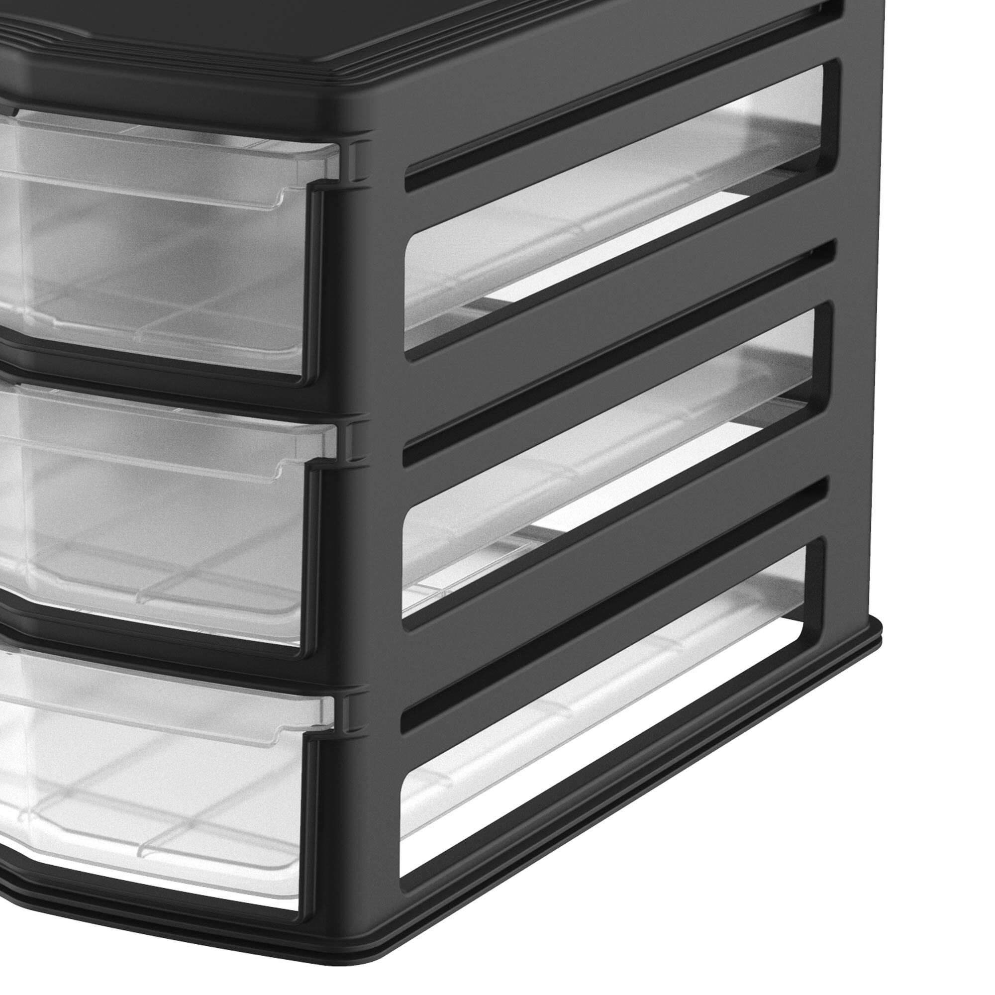 Alt View 5. Life Story - Life Story 3 Drawer Stackable Shelf Organizer Storage Drawers, Black (3 Pack).