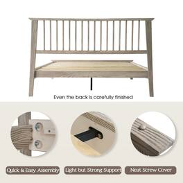 East West Furniture - Queen Wooden Platform Bed Frame - Driftwood Gray Oak