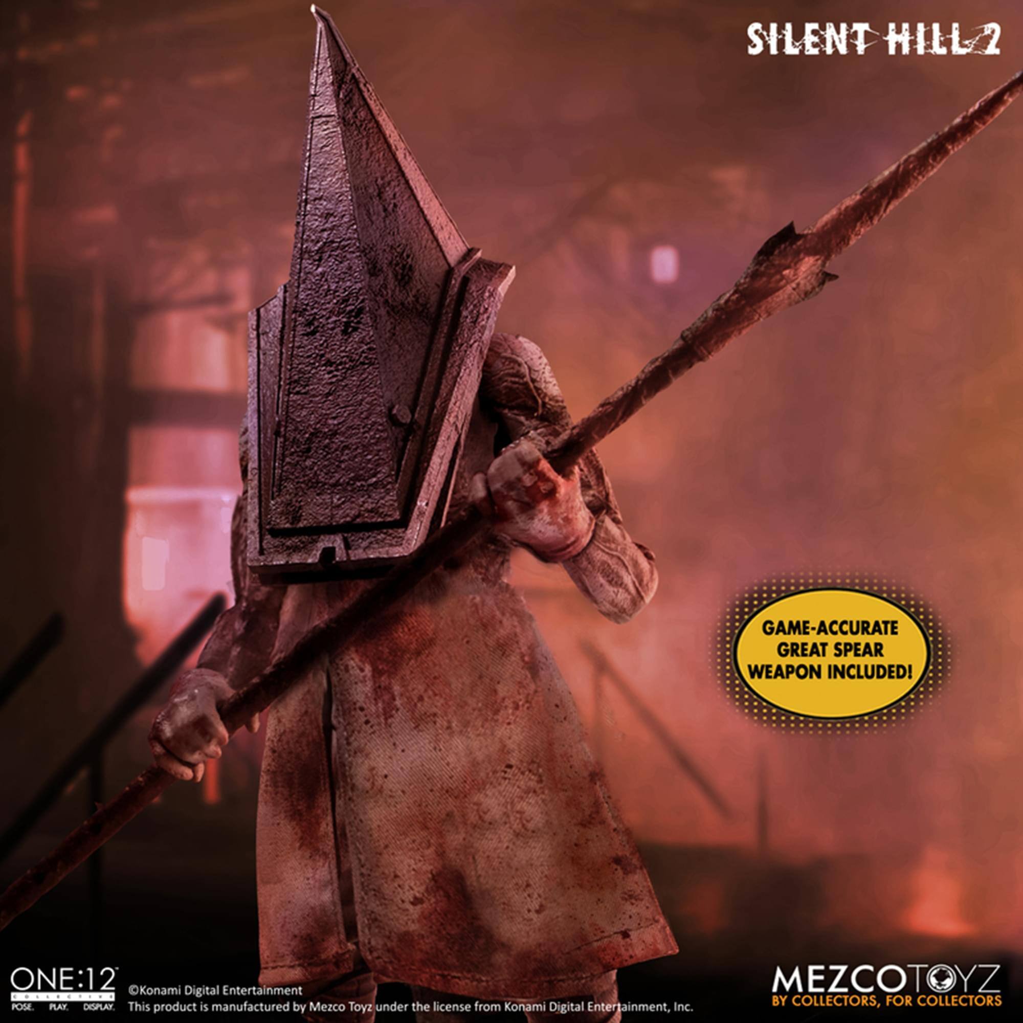 SILENT HILL 2 GAME-ACCURATE GREAT SPEAR WEAPON INCLUDED! ONE:12 Konami Entertainment SE Digital POSE PLAT CIPLAX

This product is manufactured by Mezco Toyz under the license from Konami Digital Entertainment, Inc.

MEZCOTOYZ BY COLLECTORS, FOR COLLECTORS