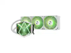Front. TRYX - TRYX Stage 360 ARGB AIO 360mm Dual 4.0'' Screen 720x720 3 Modes Asetek 7th Gen V2 280W TDP ROTA SL Fans Intel/AMD - White.