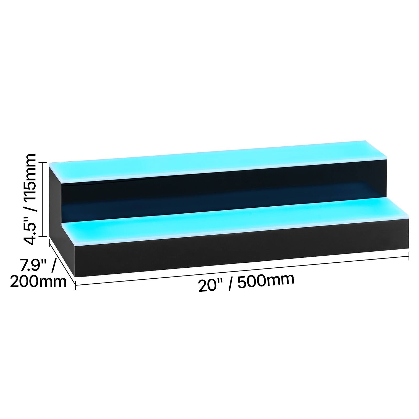 4.5" / 115mm  
7.9" / 200mm  
20" / 500mm