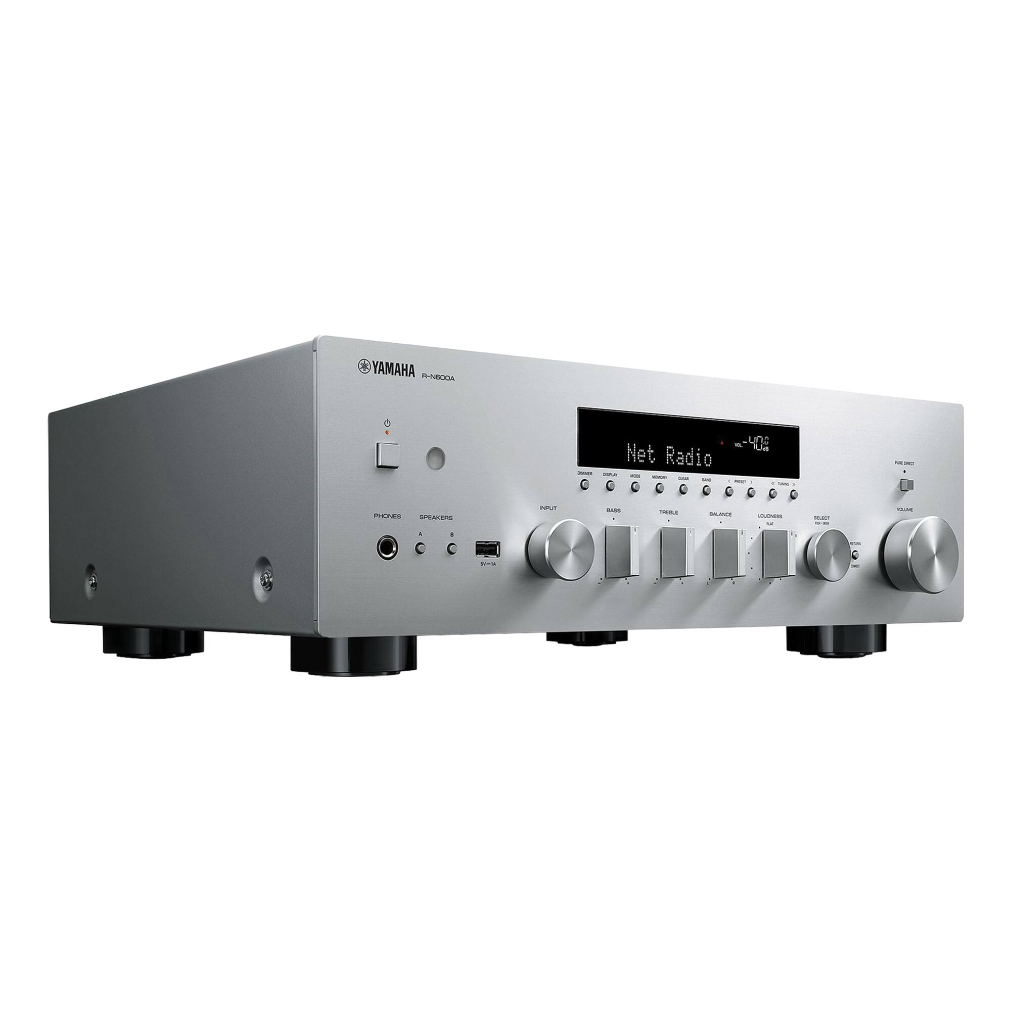 Angle. Yamaha - R-N600ASL Bluetooth 120-Watt 2.0-Channel Network Stereo Receiver with Remote - Silver.
