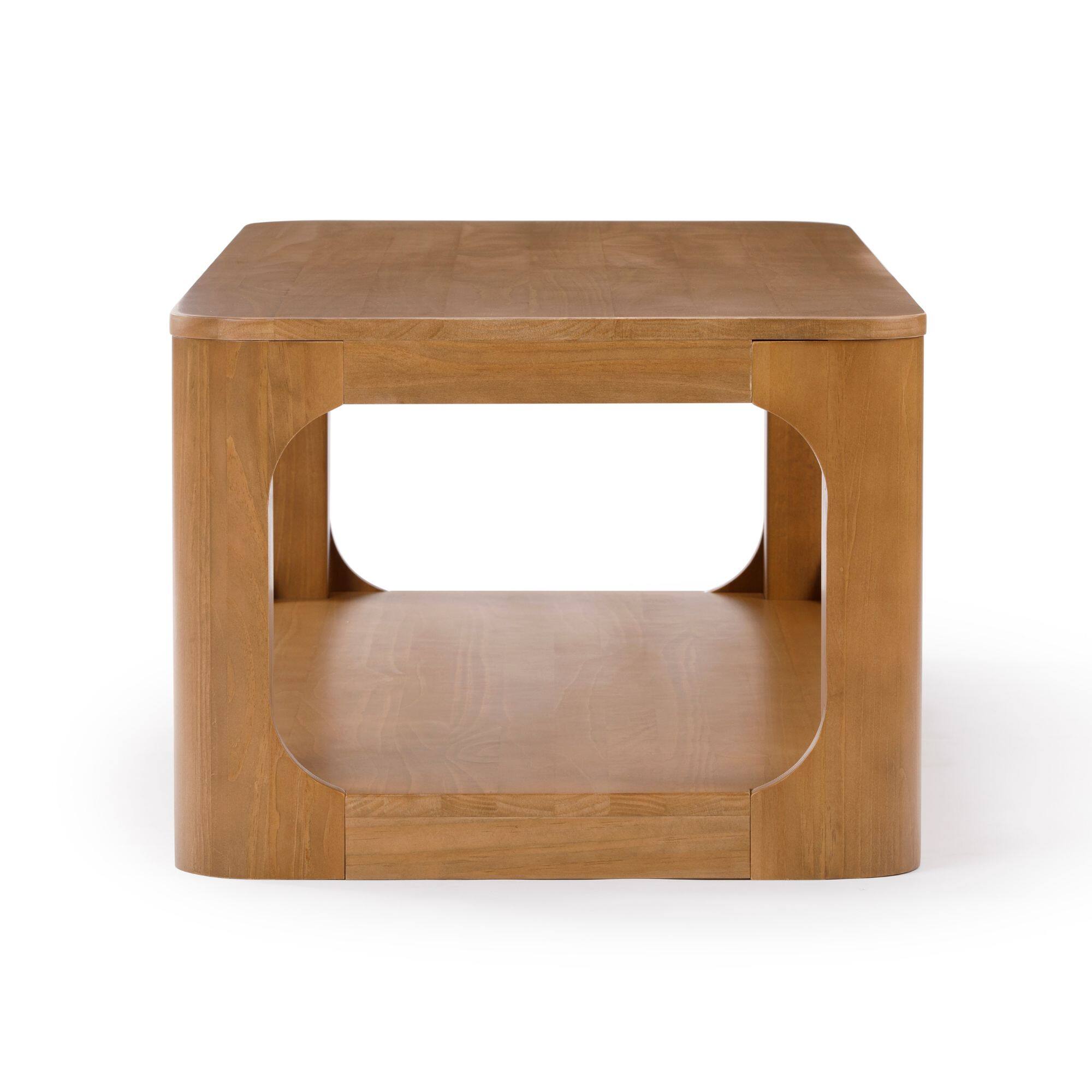 Alt View 3. Plank+Beam - Forma Rectangular Coffee Table with Shelf (54in x 24in / 1370mm x 610mm), Pecan - Pecan.