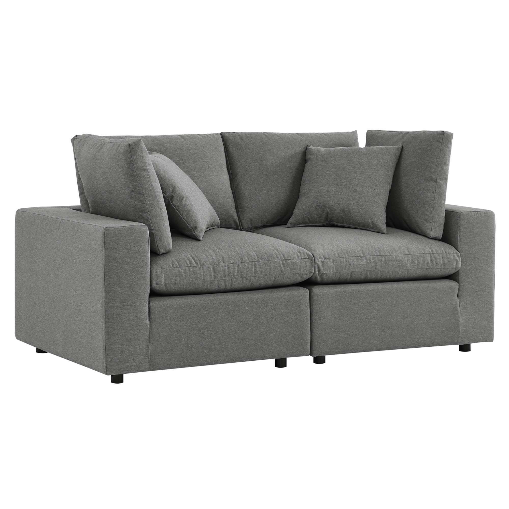 Angle. Modway - Commix Overstuffed Outdoor Patio Loveseat by Modway - Charcoal.
