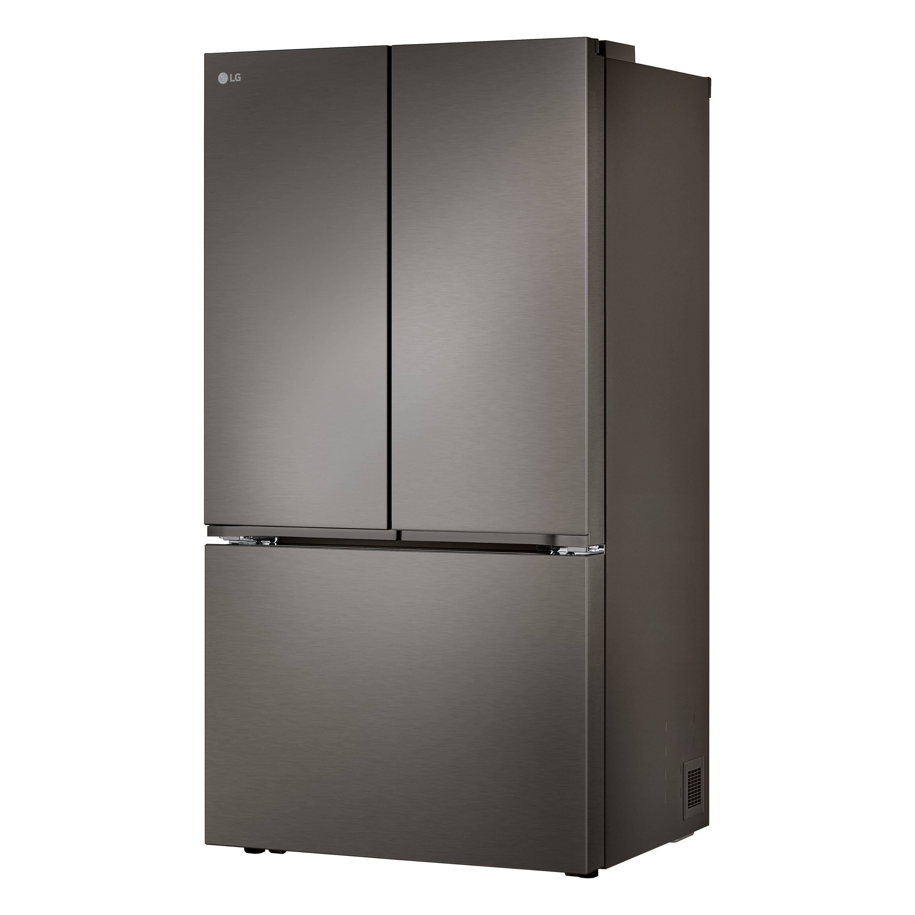 Back. LG - 36-in Wide Counter-Depth MAX 26.5 Cu. Ft. French Door Smart Refrigerator with Internal Water Dispenser - Black Stainless Steel.