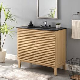 Modway - Render Bathroom Vanity with Black Basin Included - Oak Black