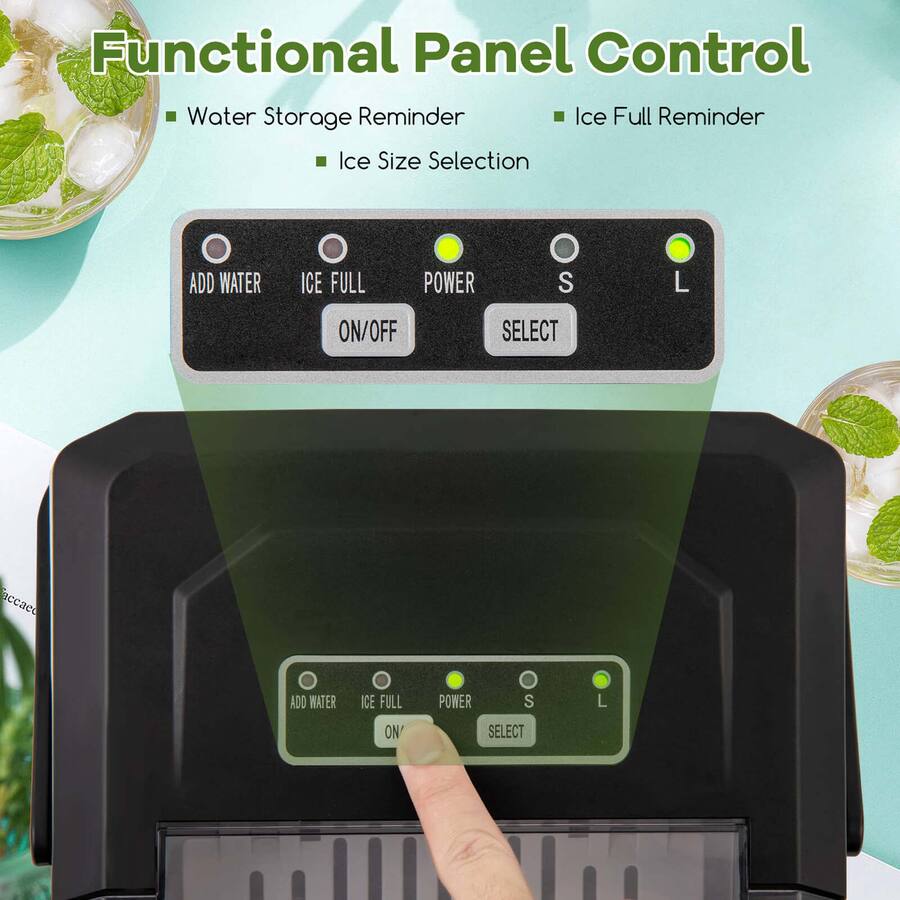 Panel Ice Maker Costway Countertop Ice Maker Portable Ice Making Machine 6 13 Mins 9 ...