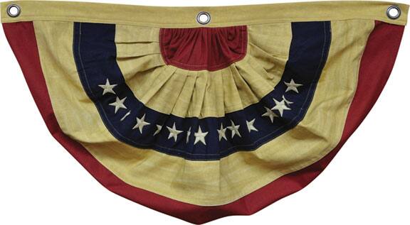 Front. BreeBe - Aged Flag Bunting 30" - Red, White, Blue.