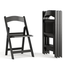 Emma + Oliver - Set of 4 800 lb Weight Capacity Indoor/Outdoor Resin Folding Chairs - Black