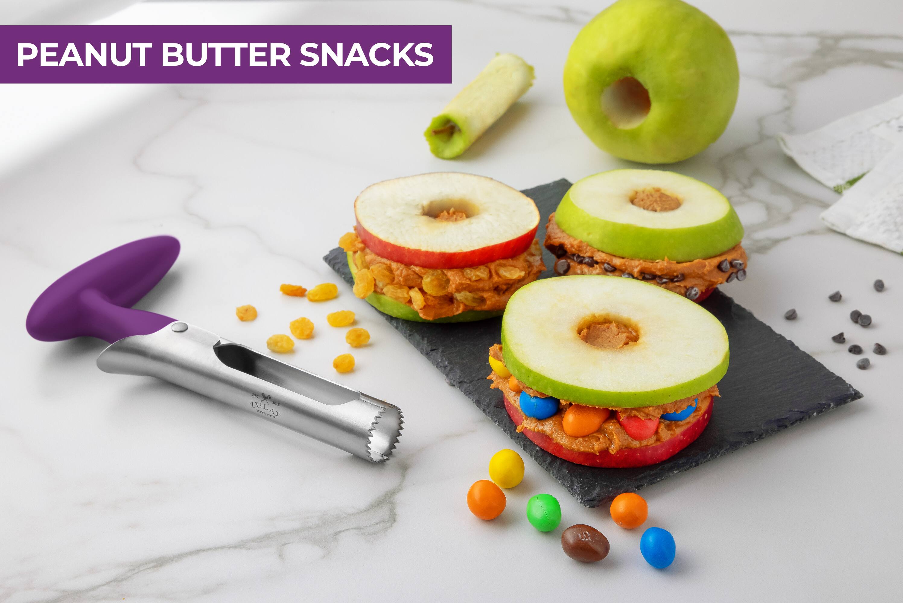 Alt View 2. Zulay Kitchen - Zulay Kitchen Premium Apple Corer Tool - Ultra Sharp, Stainless Steel, Serrated Blades for Easy Coring - Plum.