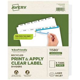 Avery - Index Maker EcoFriendly Paper Dividers with Print & Apply Label Sheets, 5 Tabs, 5 Sets/Pack - White