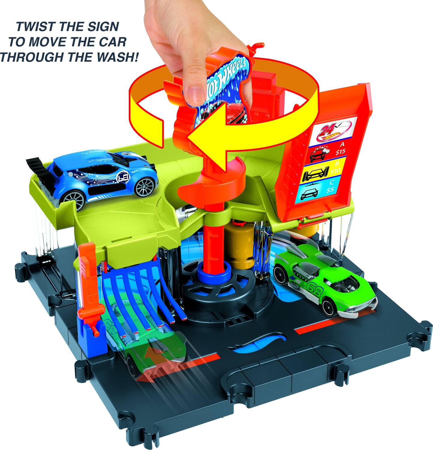 TWIST THE SIGN TO MOVE THE CAR THROUGH THE WASH! Oz OWK MM A 24 2 A $15 B S10 $5 CONT 68 L D