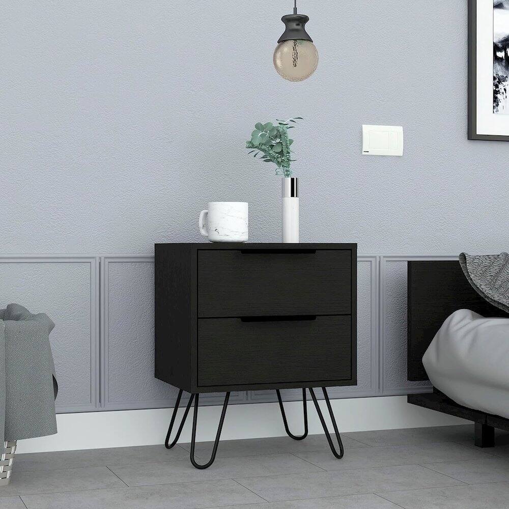 Alt View 2. TuHome - Augusta 2 Nightstand Black MDF - Black.