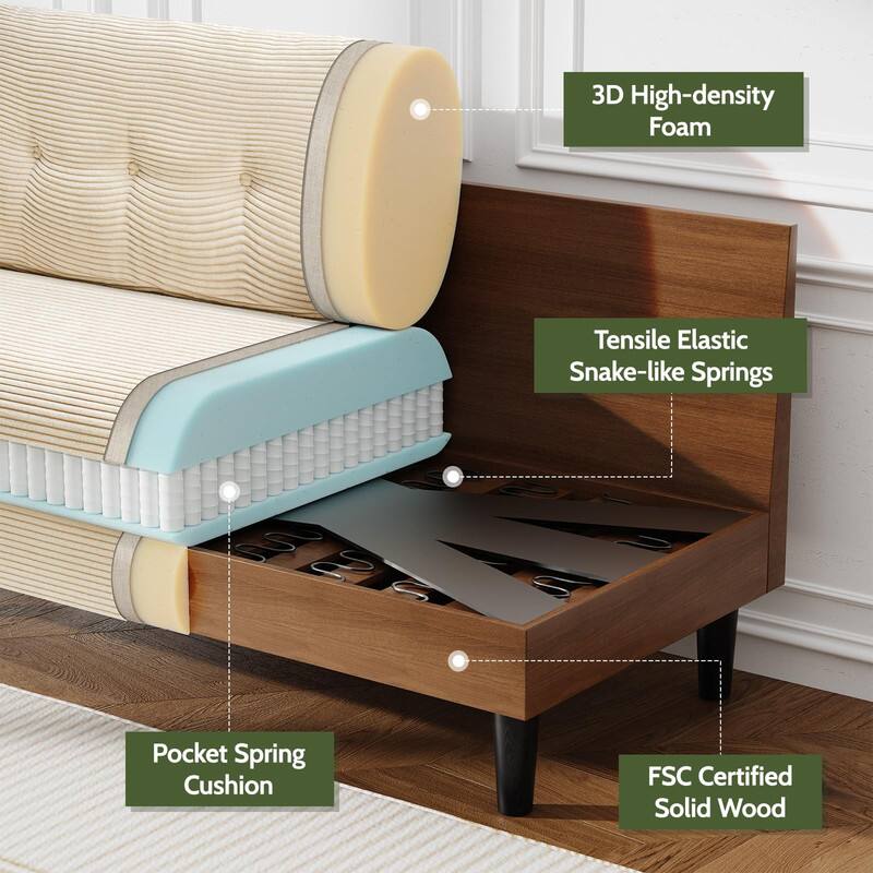 3D High-density Foam  
Tensile Elastic Snake-like Springs  
Pocket Spring Cushion  
FSC Certified Solid Wood