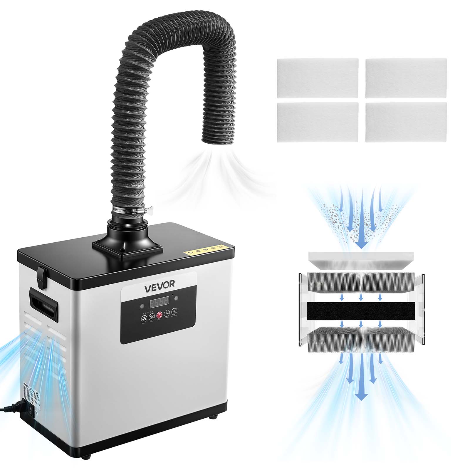 VEVOR - Solder Fume Extractor, Upgraded 4-Stage Filtration Soldering Smoke Absorber with 510 m³/h Strong Suction