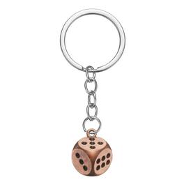 Unique Bargains - Lucky Dice Keychain Charm, Retro Alloy 3D Cube Mini Dice Keyrings with Pendants for Bag, Wallet, Purse, Car, Phone - Red Bronze