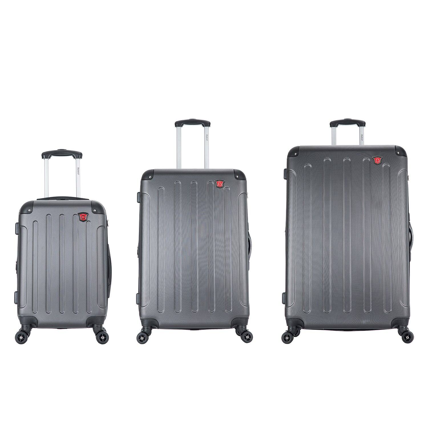 Angle. DUKAP - Intely Smart Hardside 3 Piece Luggage Set 20"/28"/32" + USB Port + integrated weight scale - GREY.