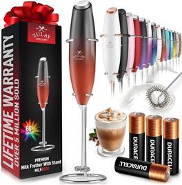 Zulay Kitchen - Powerful Milk Frother (4 Duracell Batteries Included) - Black/Red