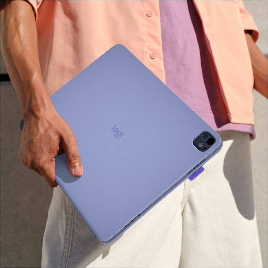 Alt View 7. Logitech - Logitech Flip Folio Keyboard/Cover Case (Folio) for 11" Apple iPad Pro 11 (2024), iPad Air 11 (2024), iPad Air (5th - Purple.