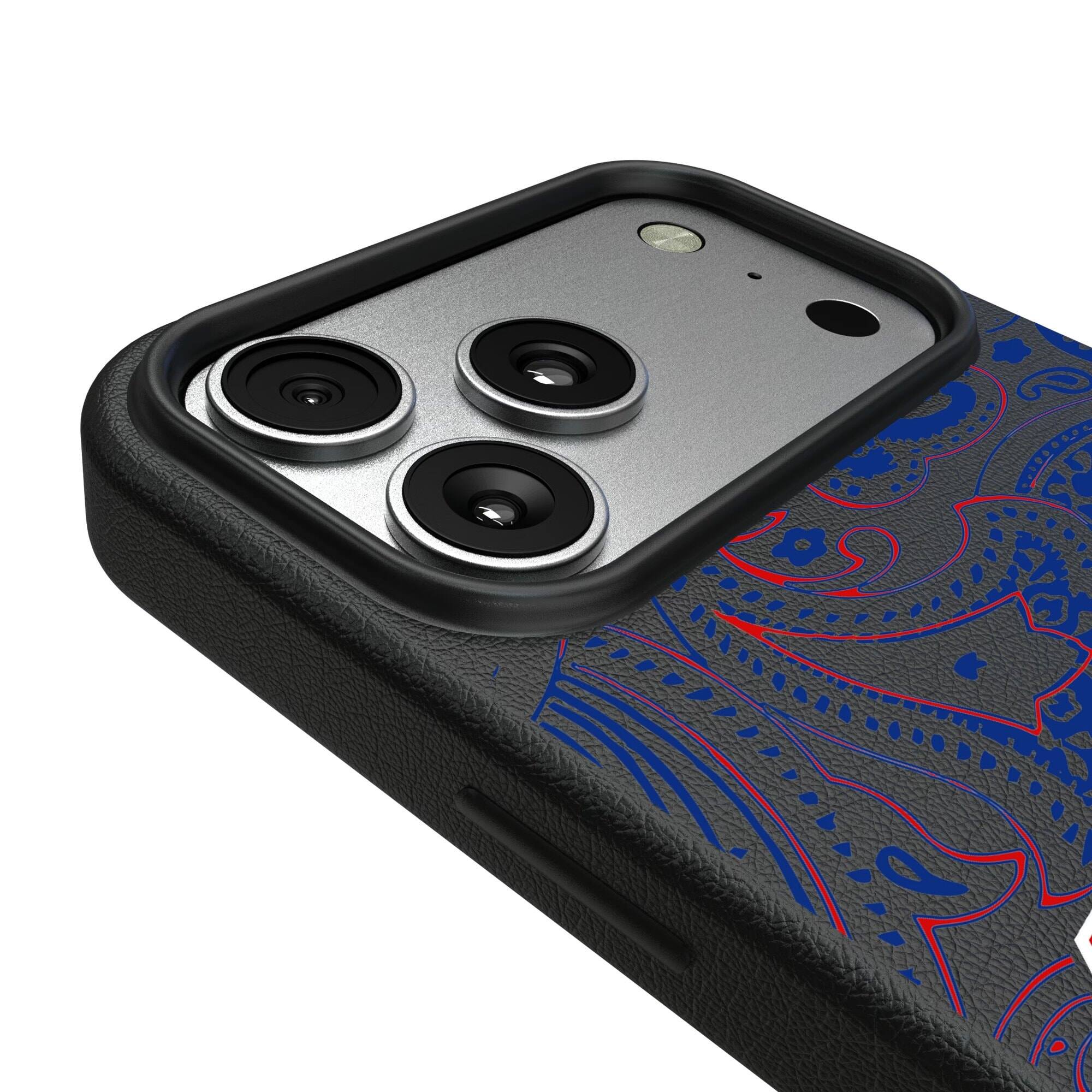 Alt View 2. Keyscaper - Buffalo Bills Paisley iPhone Magnetic Bump Case - 16 Pro Max - Black.