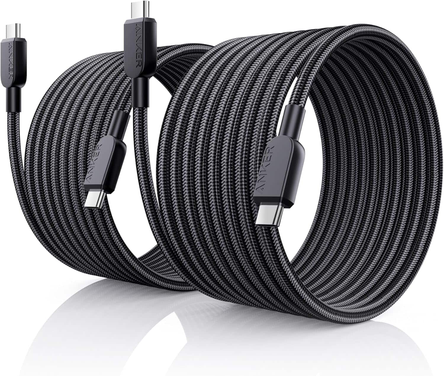 Anker - USB C to USB C Cable (2Pack, 10FT),240W Type-C Fast Charging Cord - Black