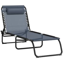 Outsunny - Folding Chaise Lounge Chair, Patio Sun Tanning Chair, Outdoor Chaise Lounger with 4-Position Reclining Back - Gray