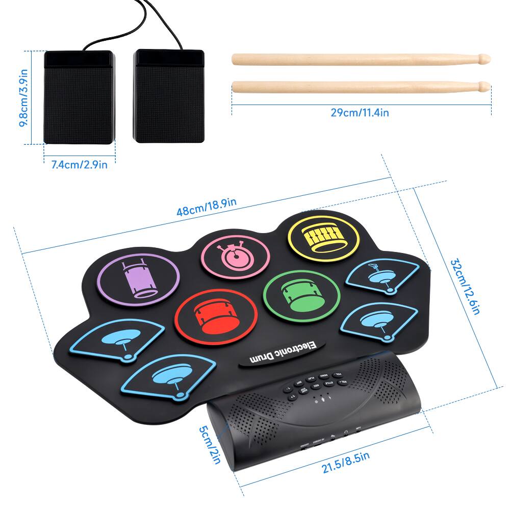 9.8cm/3.9in  
7.4cm/2.9in  
29cm/11.4in  
48cm/18.9in  
Drum Electronic  
5cm/2in  
21.5/8.5in  
32cm/12.6in