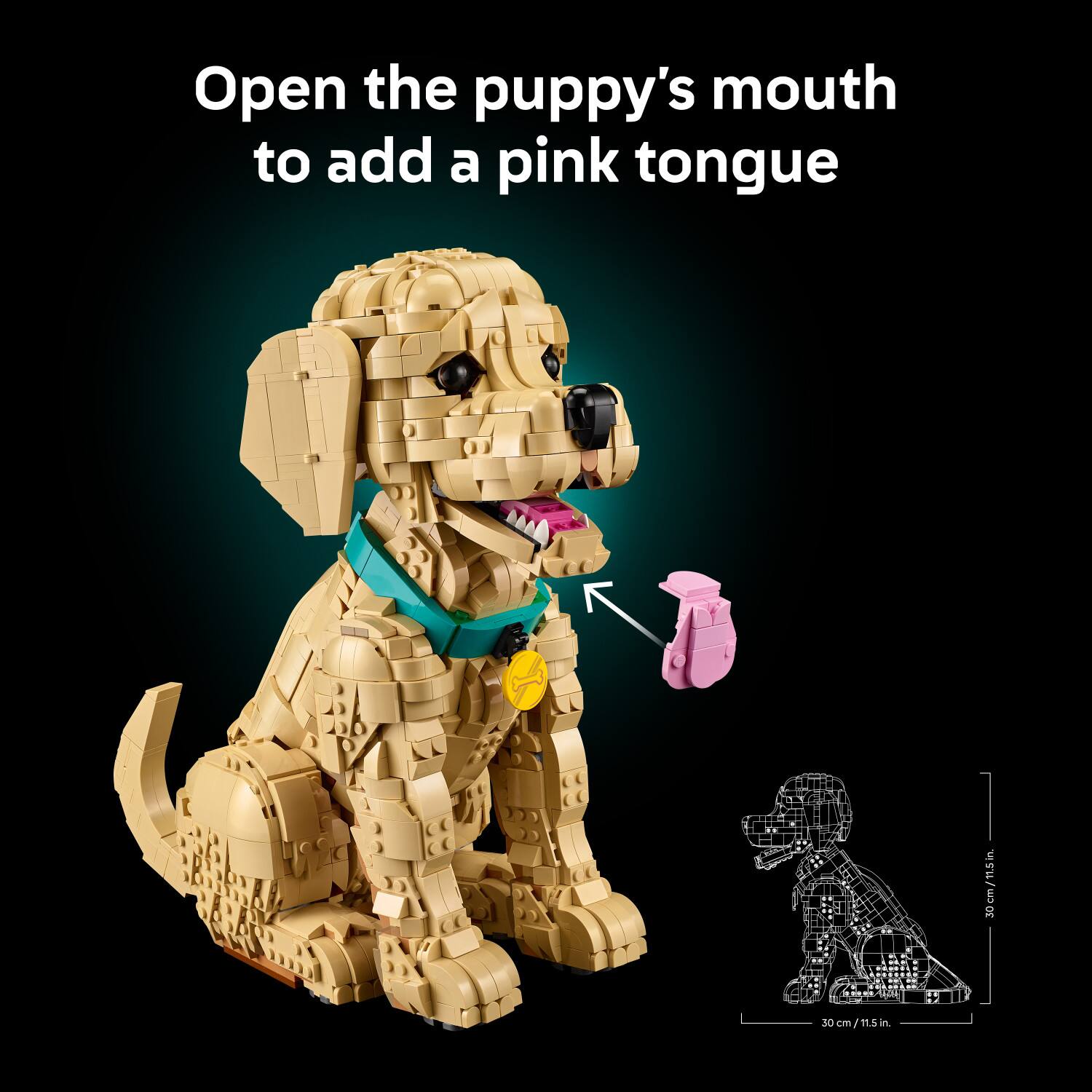 Open the puppy's mouth to add a pink tongue