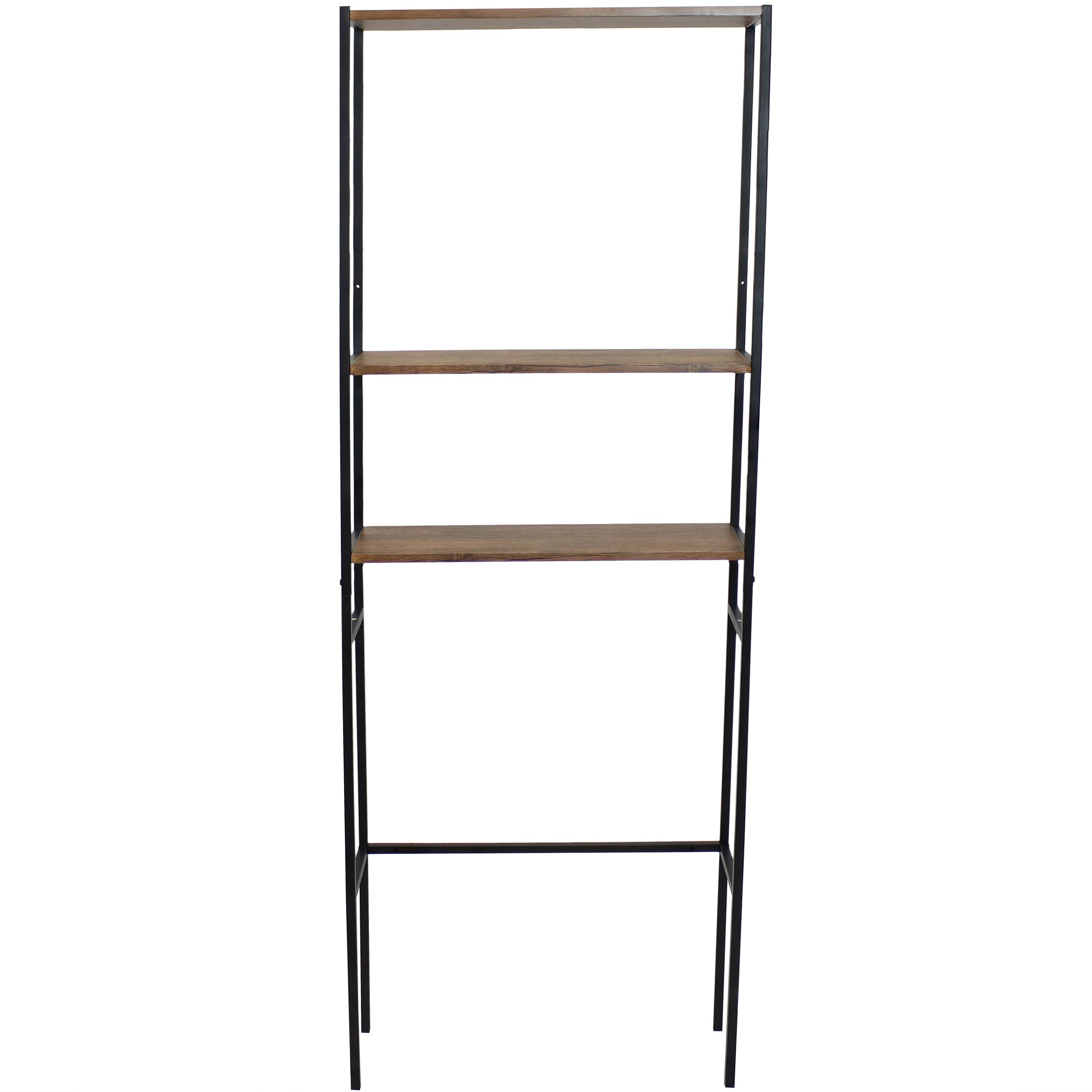 Alt View 6. Sunnydaze - 3-Tier Over-the-Toilet Bathroom Storage Shelf - 71 in - Teak.