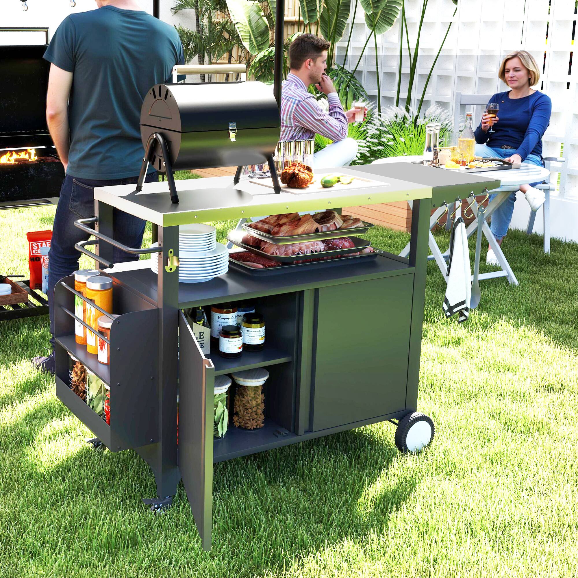 Alt View 1. Outsunny - Grill Cart Table with Stainless Steel Top - Silver.