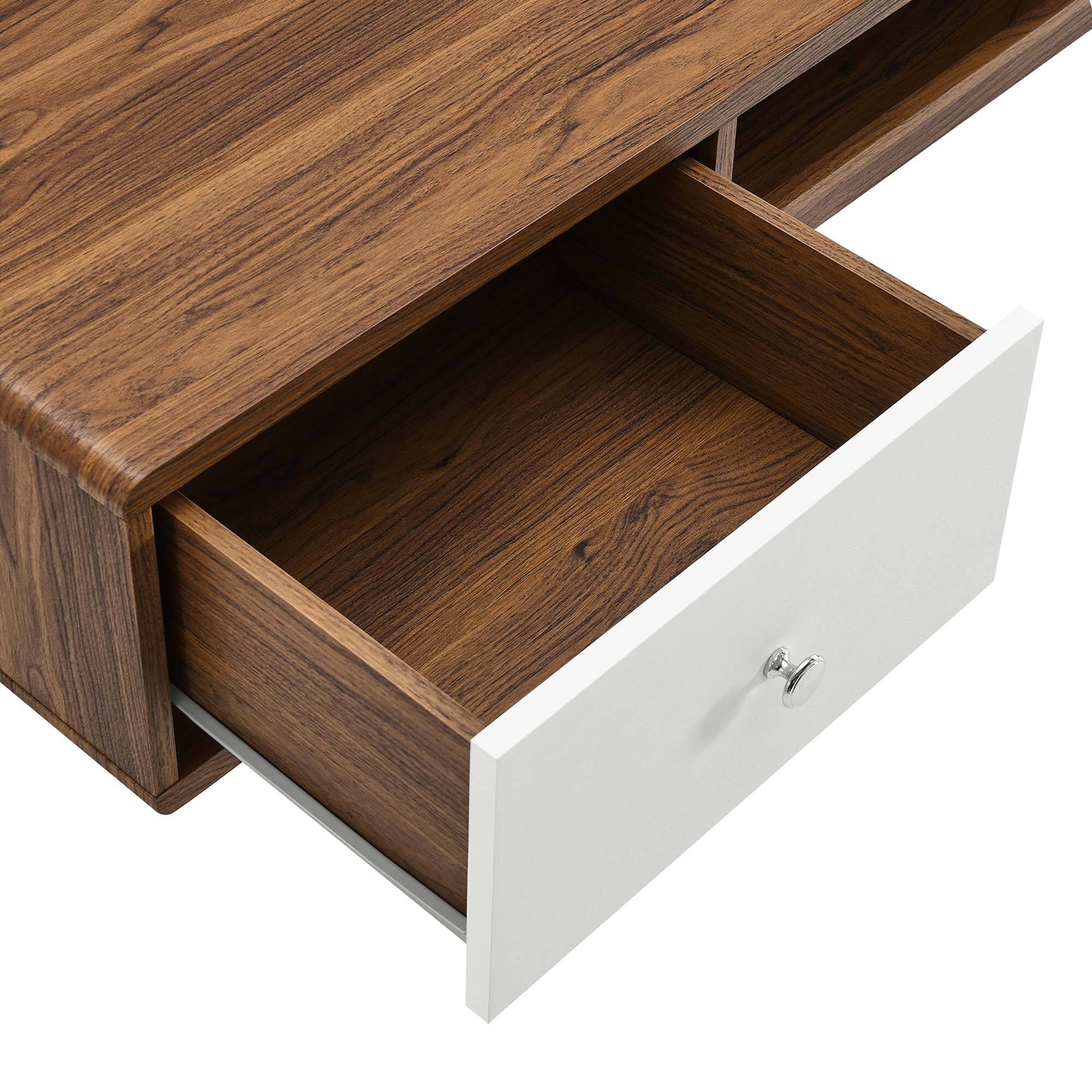 Alt View 4. Modway - Transmit 60" Wall Mount Wood Office Desk by Modway - Walnut White.