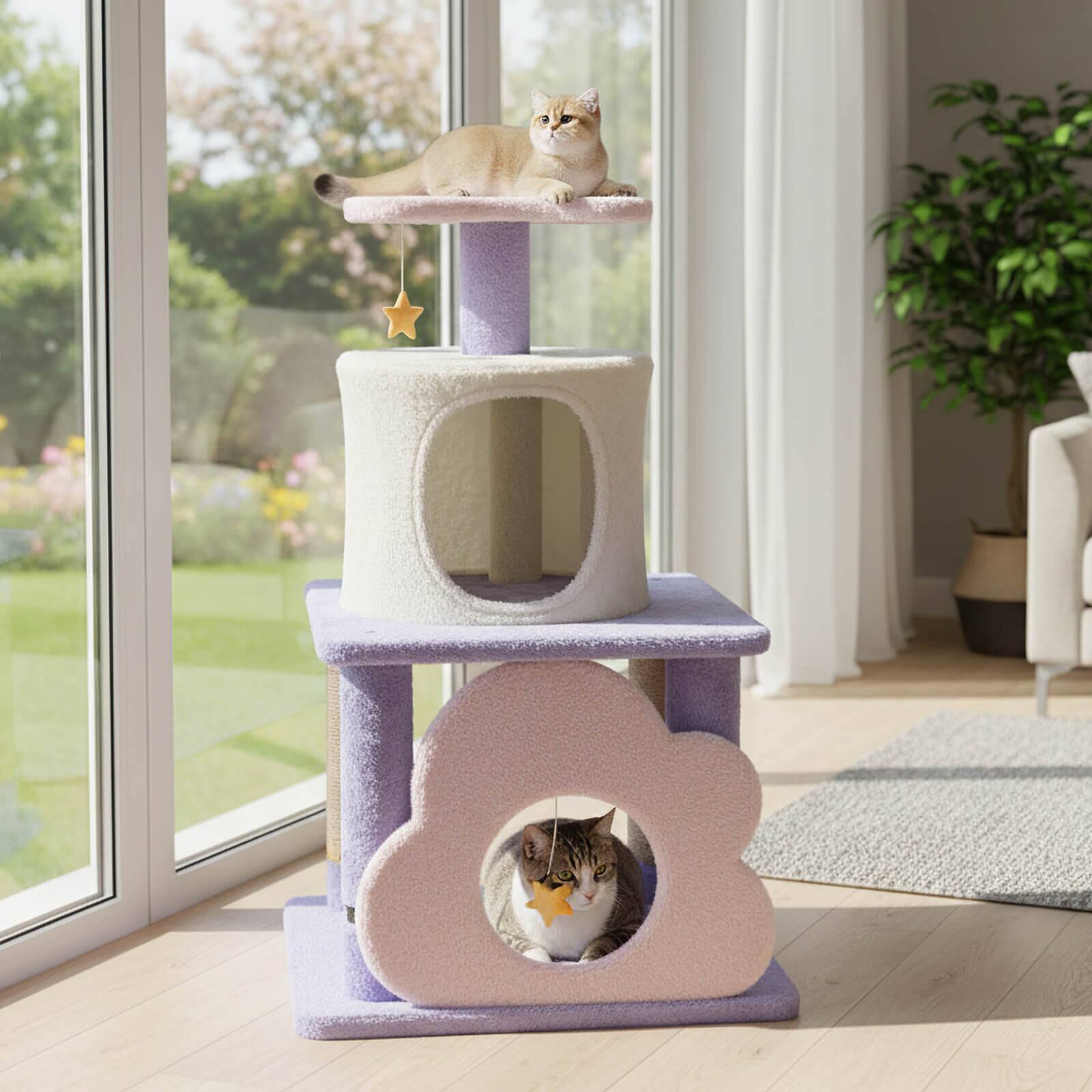 Alt View 1. Costway - Costway 31.5" Cute Modern Cat Tree with Condo Top Perch Jute Scratching Posts Hanging Toy.