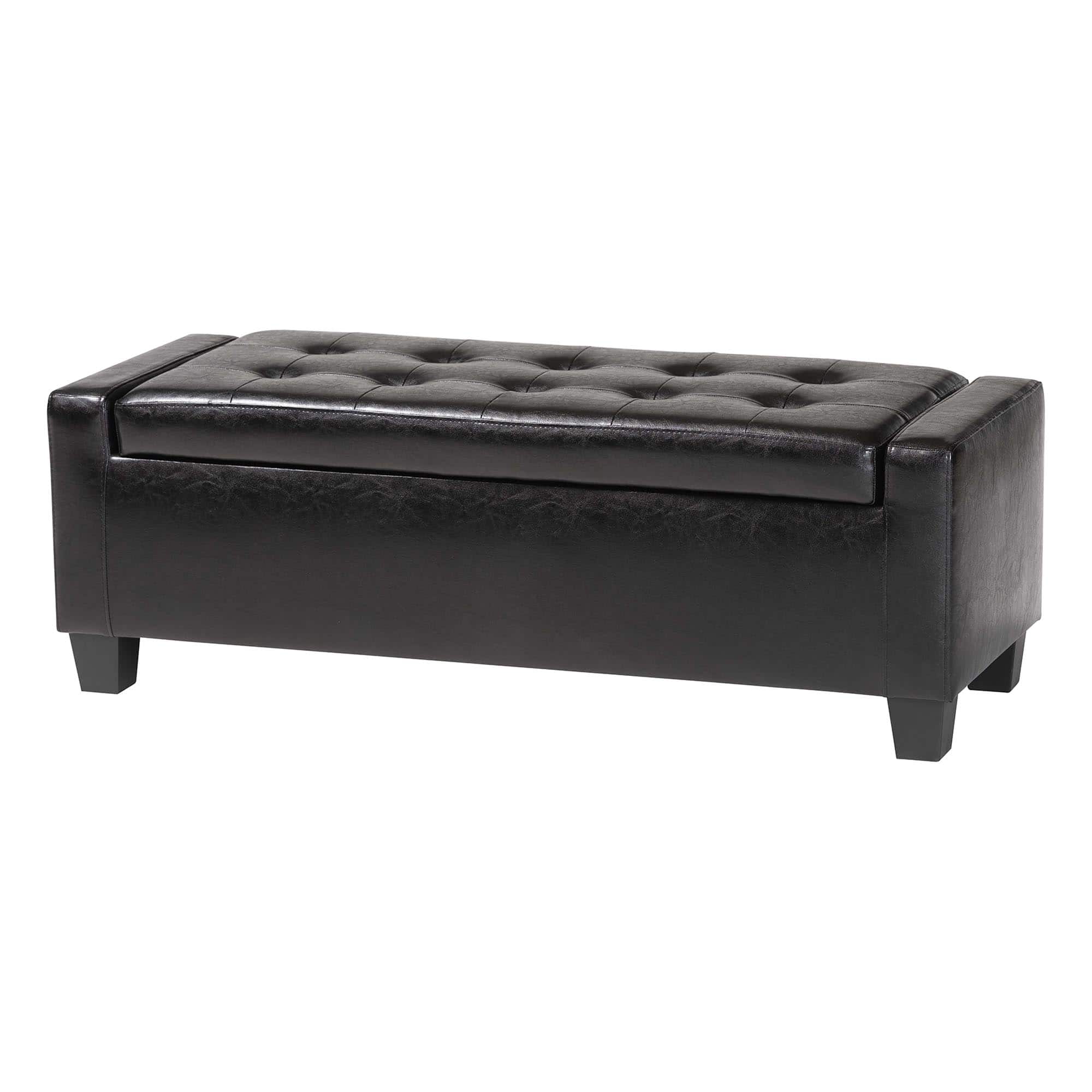 Front. Baxton Studio - Manchester Ottoman - Black.