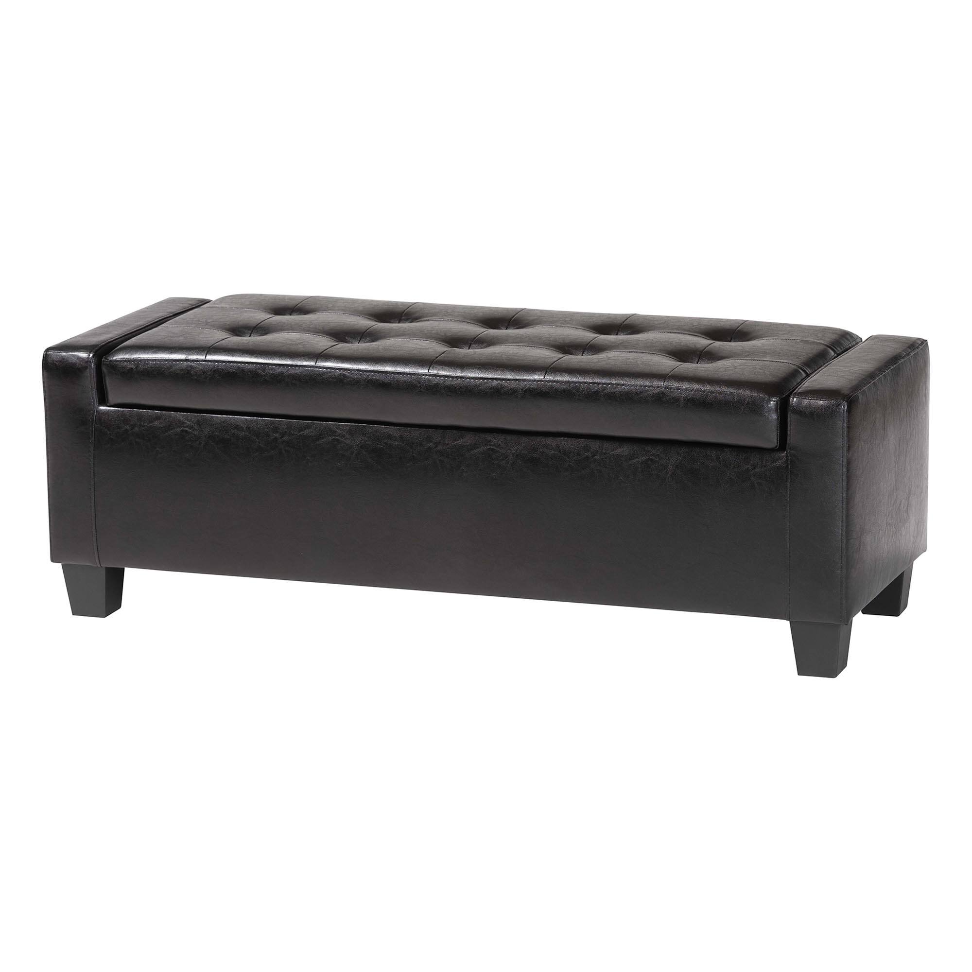 Front. Baxton Studio - Manchester Ottoman - Black.