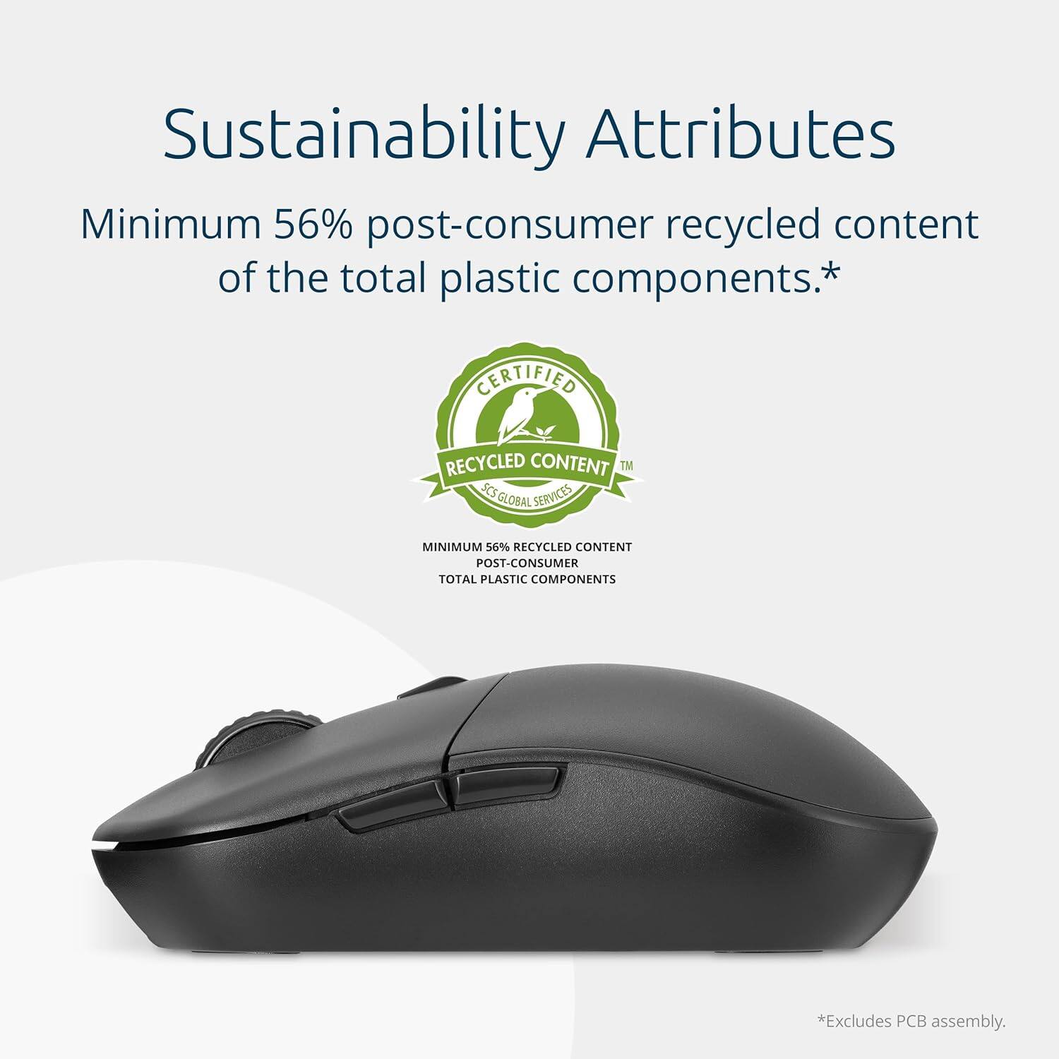 Sustainability Attributes

Minimum 56% post-consumer recycled content of the total plastic components.*

Certified Recycled Content™
SCS Global Services

Minimum 56% Recycled Content
Post-Consumer
Total Plastic Components

*Excludes PCB assembly.