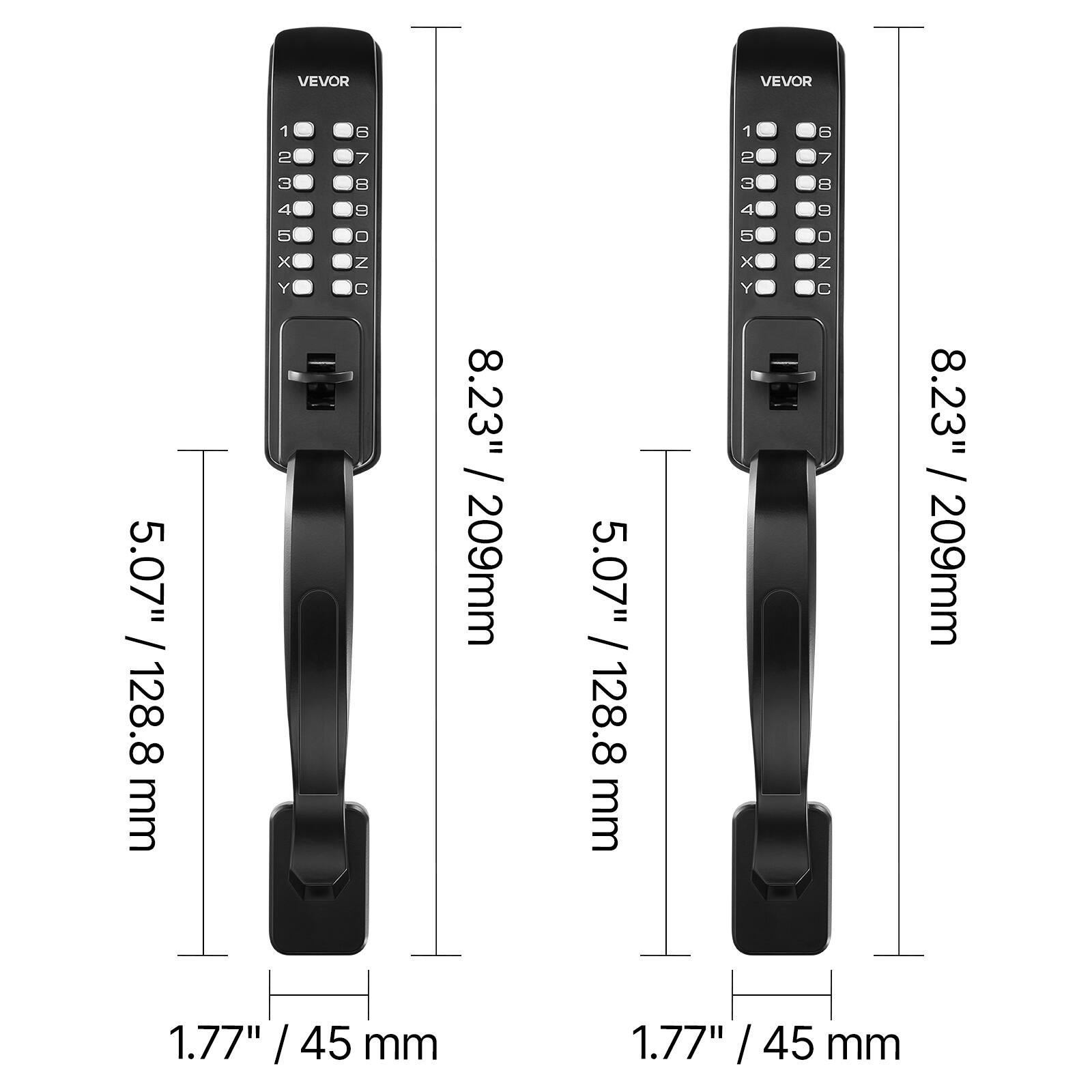 5.07" / 128.8 mm  
VEVOR  
1 x Z Y  
8.23" / 209mm  
1.77" / 45 mm