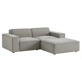 Restore 3-Piece Performance Fabric Upholstered Modular Loveseat with Ottoman by Modway - Pewter