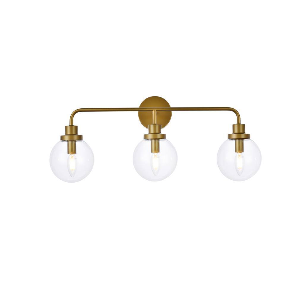 Alt View 3. Living District - Hanson 3 lights bath sconce in brass with clear shade - Brass And Clear Shade.
